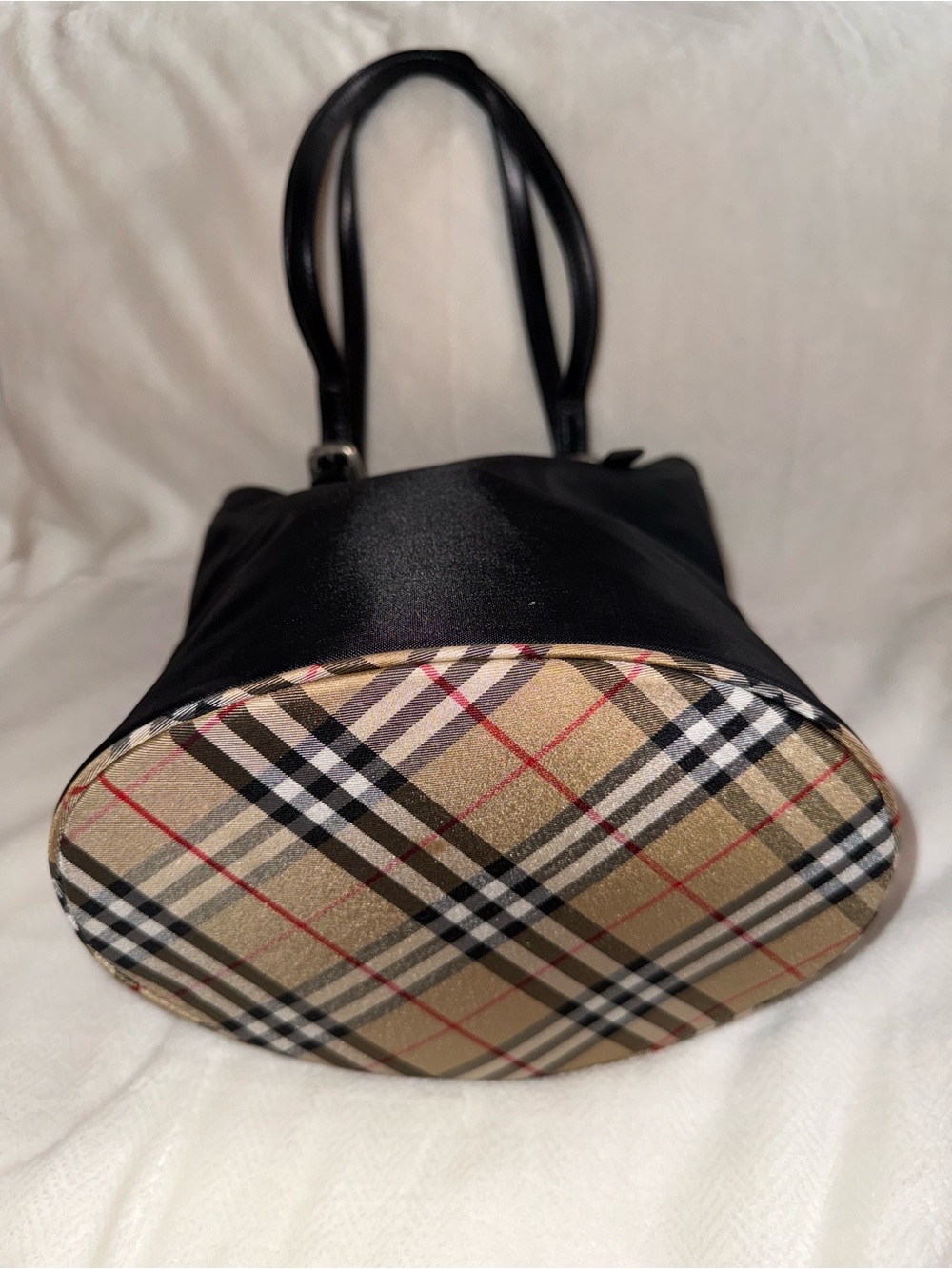Burberry Black Nylon Tote with Leather Straps